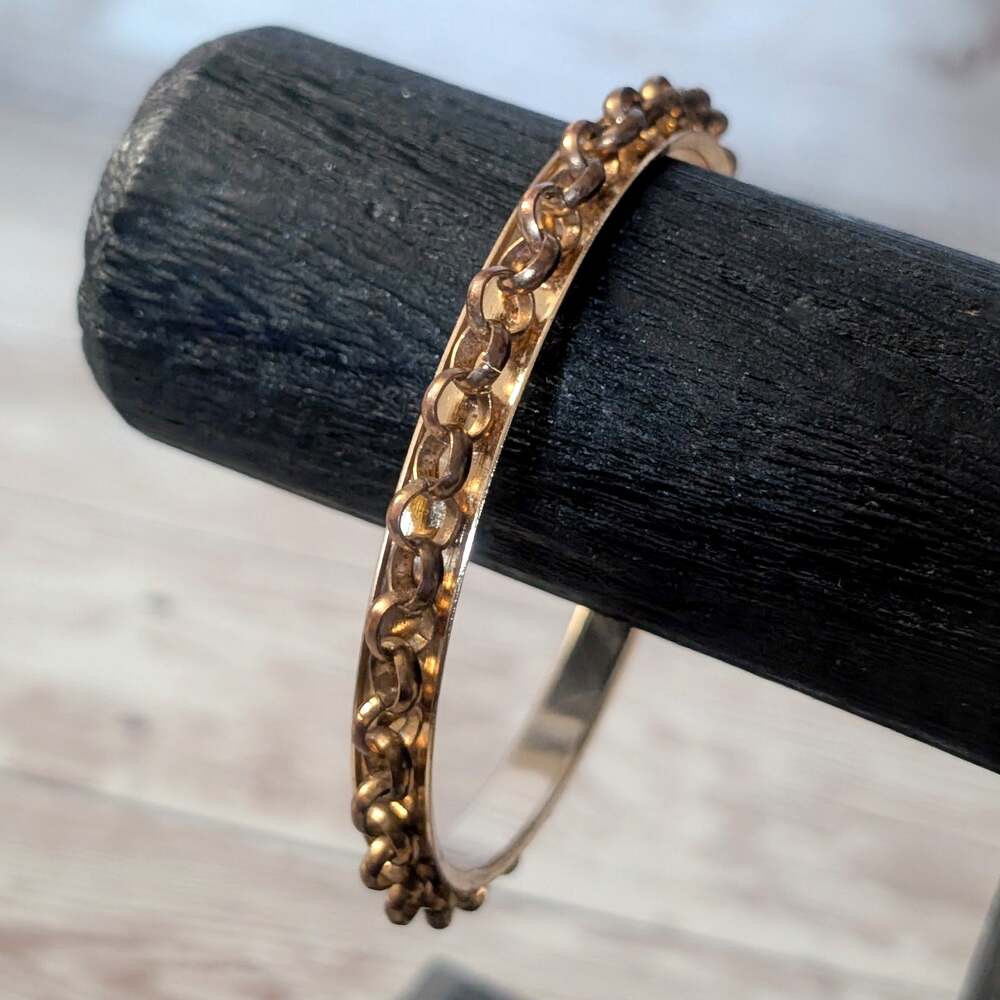 Vintage Bracelet - 8.25" with Chain Like Design - Tarnished